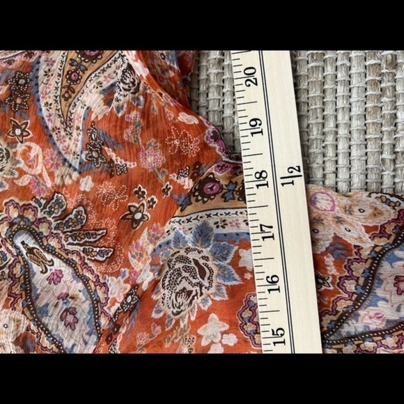 Sundance Silk Semi See Trough Silk Paisley Button Up Blouse - Picture 8 of 11